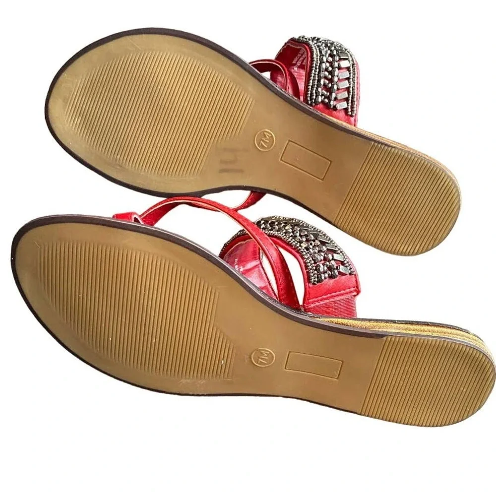 Nicole Red Jeweled Sandals‎
